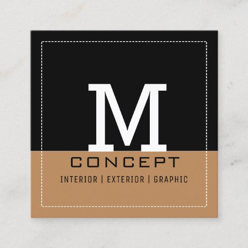 Professional Modern Black Deer Monogram Square Business Card