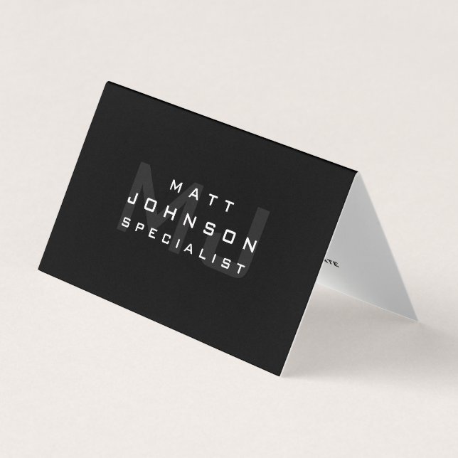 Professional Modern Black Folded Business Card (Front)