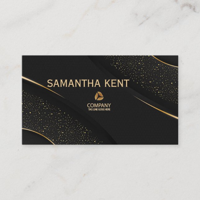 Professional Modern  black & Gold  Business Card (Front)