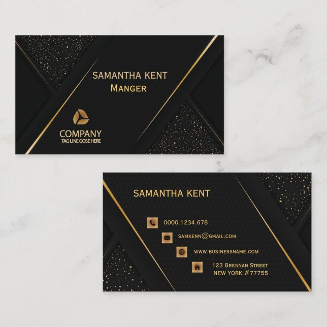 Professional Modern  black & Gold  Business Card (Front/Back)
