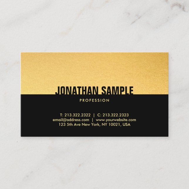Professional Modern Black Gold Elegant Template Business Card (Front)