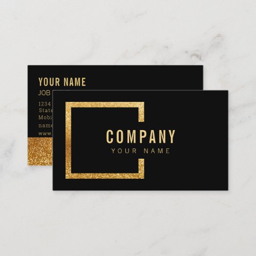Professional Modern Black gold Glitter Elegant  Business Card