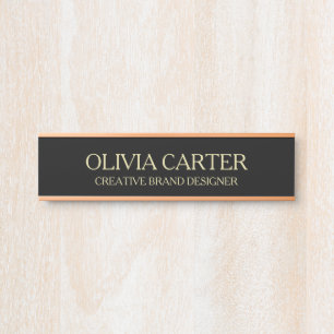 Professional Modern Black Gold Office Name Title Door Sign
