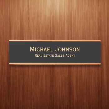 Professional Modern Black Gold Office Name Title Door Sign by iCoolCreate at Zazzle