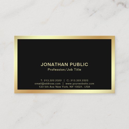 Professional Modern Black Gold Sophisticated Plain Business Card