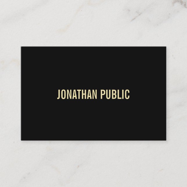 Professional Modern Black Gold Text Elegant Luxury Business Card (Front)