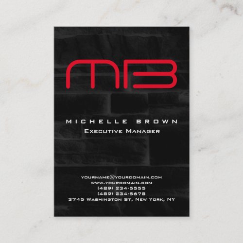 Professional Modern Black Grey Red Monogram Business Card