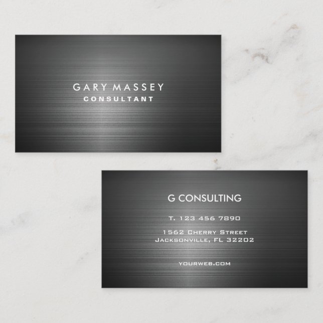 Professional Modern Black Metal Business Card (Front/Back)