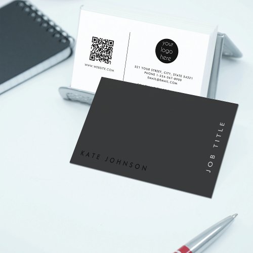 Professional Modern Black Minimalist QR Code Logo Business Card
