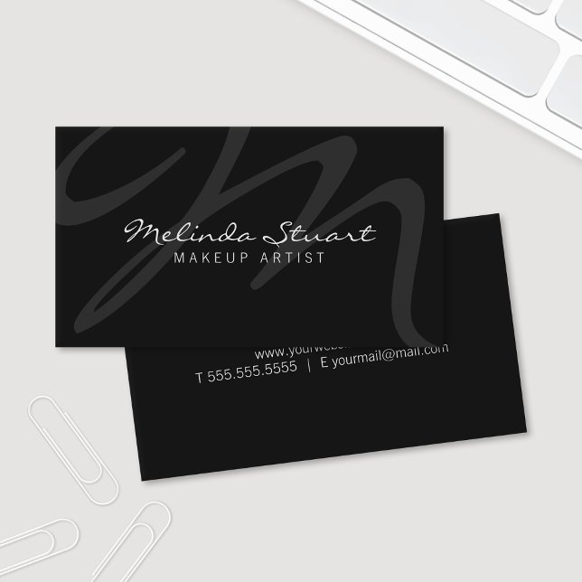 Professional Modern Black Monogram Business Card (Creator Uploaded)