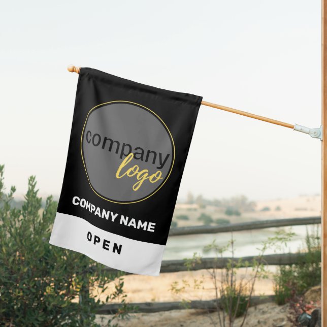 PROFESSIONAL MODERN BLACK OPEN FOR BUSINESS LOGO HOUSE FLAG (Insitu (Back))