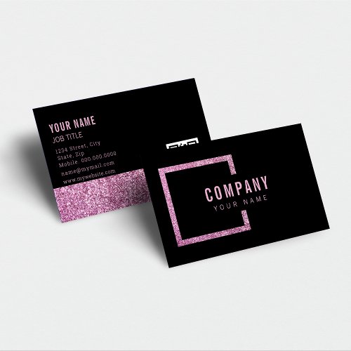 Professional Modern Black Purple Glitter Elegant  Business Card