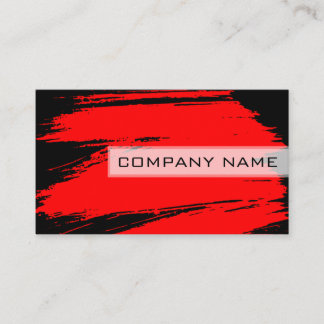 Professional Modern Black Red Brush Stroke Business Card