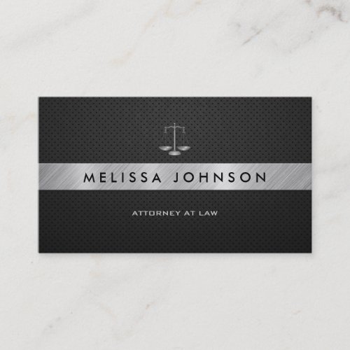 Professional  Modern Black  Silver Attorney Business Card