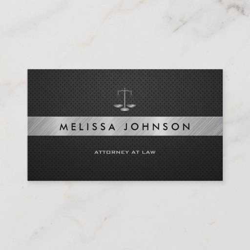 Customizable Professional &amp; Modern Black &amp; Silver Attorney Business Card