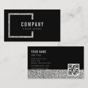 Professional Modern Black silver Glitter Elegant Business Card