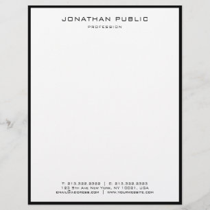 Professional Modern Black White Elegant Minimalist Letterhead
