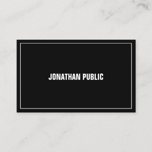 Professional Modern Black White Elegant Simple Top Business Card