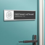 Professional, Modern Black White Logo, Name, Title Door Sign<br><div class="desc">A trendy design with template to upload your logo or a photo. If you need to make adjustments,  click on the customize area to make any changes.</div>