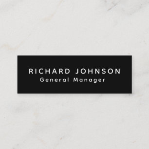 Professional Modern Black White Office Name Title Mini Business Card