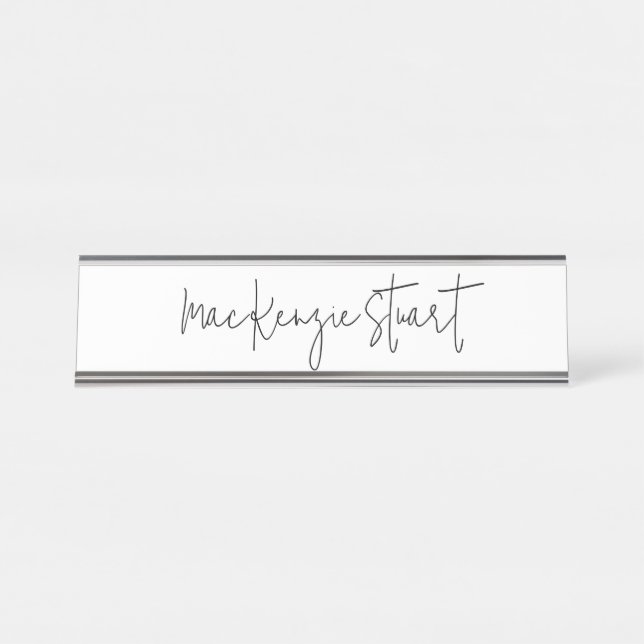 Professional Modern Black White Simple Business Desk Name Plate (Front)