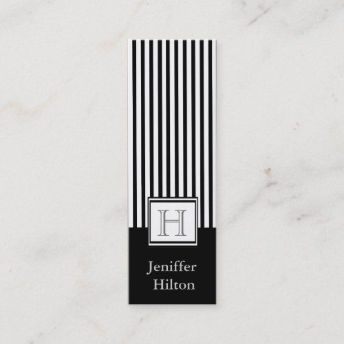 Professional modern black white stripes monogram business card template