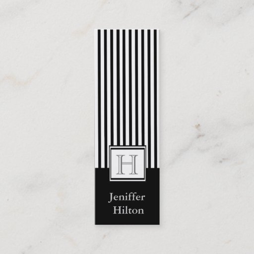 Customizable Professional modern black white stripes monogram business card template