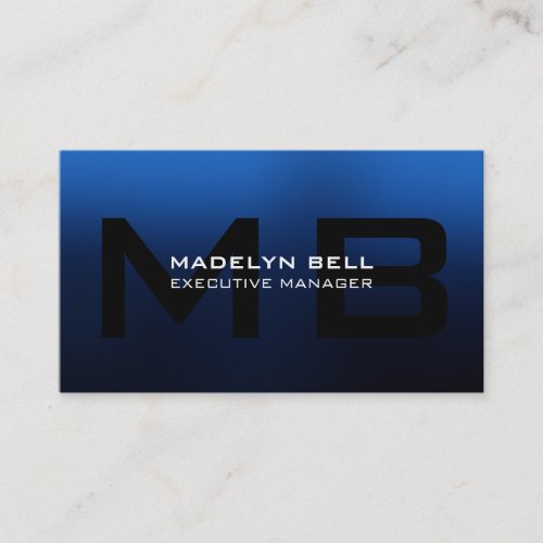Professional Modern Blue Black Monogram Business Card