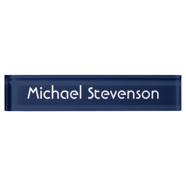 Professional Modern Blue Business Desk Nameplate (Front)