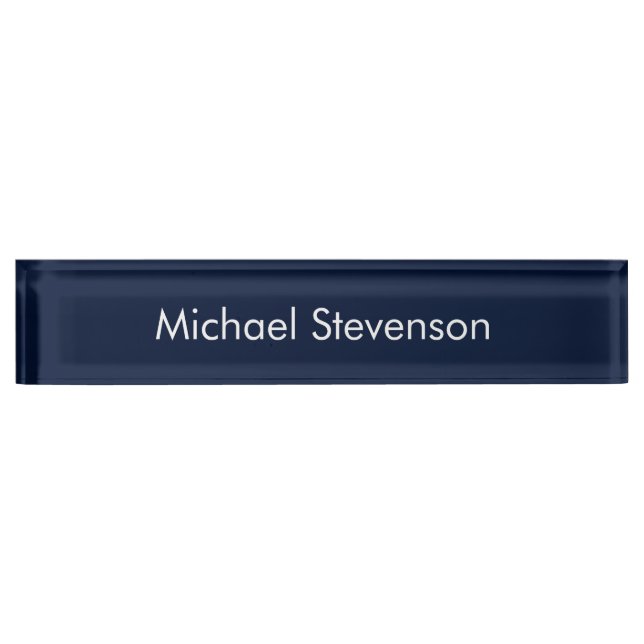 Professional Modern Blue Business Desk Nameplate (Front)