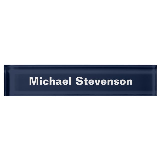 Professional Modern Blue Business Desk Nameplate (Front)