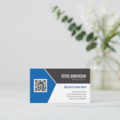 Professional Modern Blue - Corporate QR Code Logo Business Card (Standing Front)