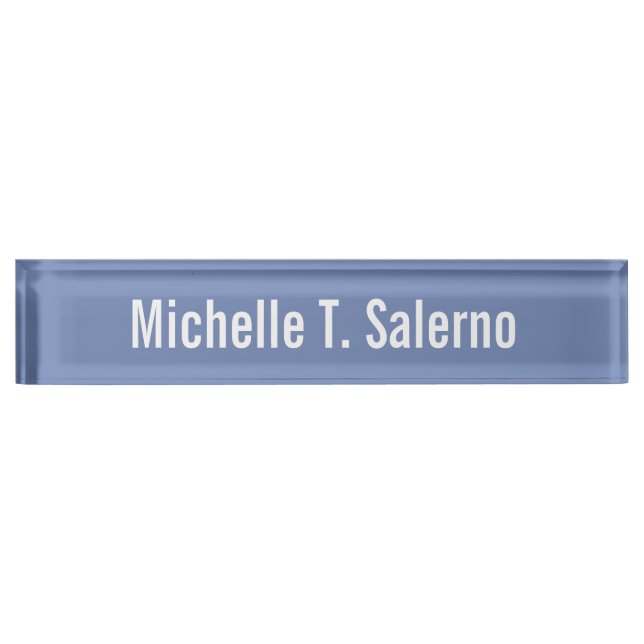 Professional Modern Blue Creative Legible Plain Desk Name Plate (Front)
