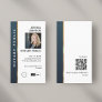 Professional Modern Blue & Gold Photo Notary  Business Card