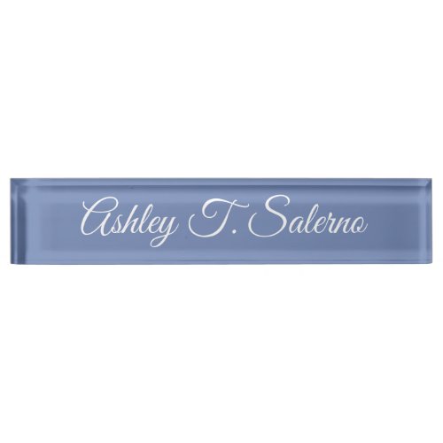 Professional Modern Blue Grey Handwriting Script Desk Name Plate