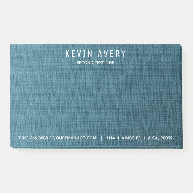 Professional modern Blue Linen Texture Post-it Notes (Front)