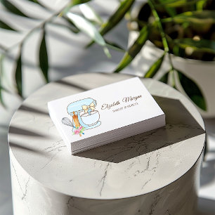 Professional,Modern,Blue Mixer Bow,Cooking Business Card