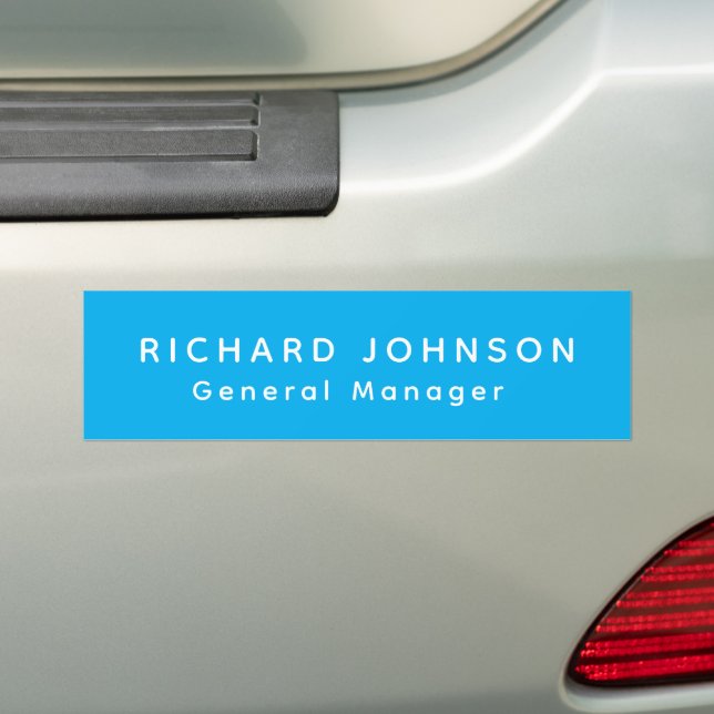 Professional Modern Blue White Office Name Title  Bumper Sticker (On Car)