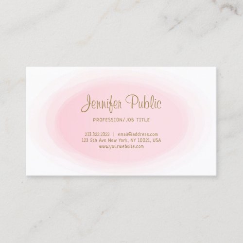 Professional Modern Blush Pink Gold Elegant Simple Business Card