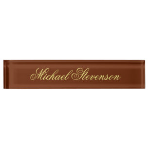 Professional Modern Brown Business Desk Nameplate