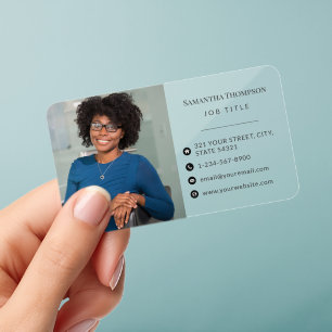 Professional Modern Business Employee Photo Clear Business Cards