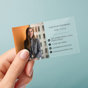 Professional Modern Business Employee Photo Clear Business Cards
