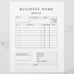 Professional Modern Business Invoice Letterhead<br><div class="desc">Build your customer's trust with these invoice letterhead sheets that have a plain white background and standard text typeface. Not only are they professional and easy to read,  they have convenient sections that you can edit in the design tool.</div>