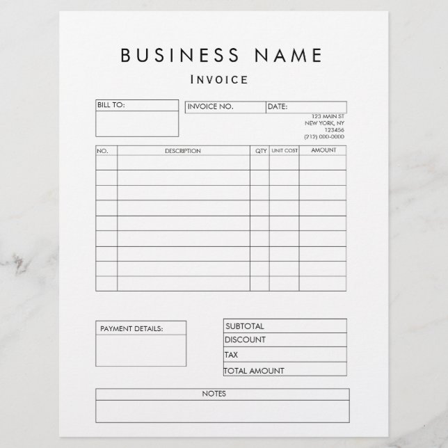 Professional Modern Business Invoice Letterhead (Front)