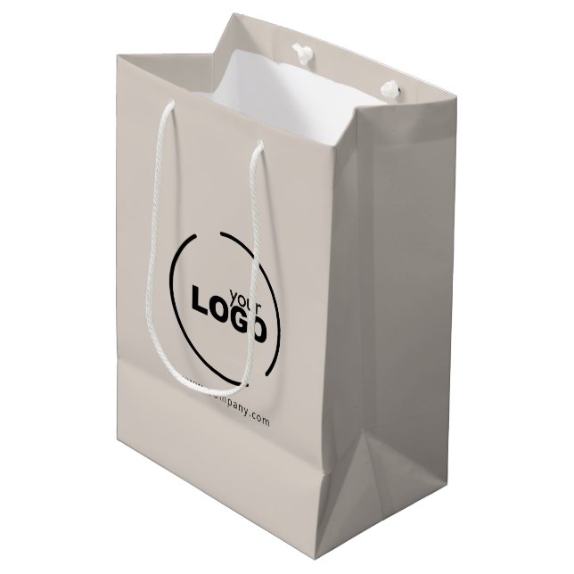 Professional Modern Business Logo Beige Medium Gift Bag (Front Angled)