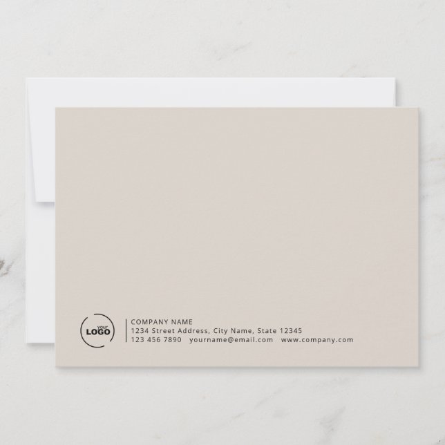 Professional Modern Business Logo Beige Note Card (Front)