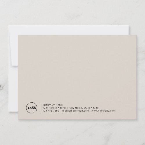 Professional Modern Business Logo Beige Note Card