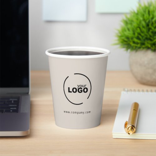 Professional Modern Business Logo Beige Paper Cups