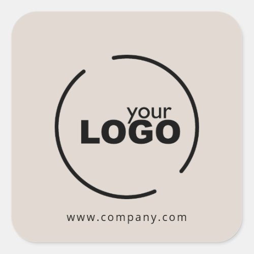Professional Modern Business Logo Beige Square Sticker