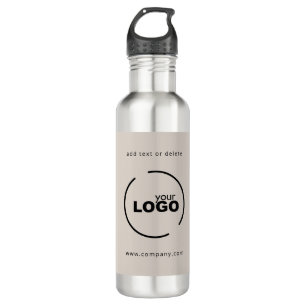 Professional Modern Business Logo Beige Stainless Steel Water Bottle
